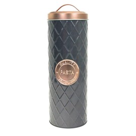 SIL Grey & Copper Metal Pasta Storage Tin Box Canister