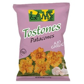 Lam's Tostones Garlic, No Trans Fat, Gluten Free, 4 oz, Smashed Plantain Chunks, Thin and Crispy (Pack of 1, Garlic)
