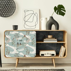 VaryStyle 17.7"x393" Chinoiserie Wallpaper Vintage Sage Green Landscape Peel and Stick Wallpaper Green Contact Paper for Cabinets Walls Waterproof Vinyl Wall Paper for Living Room Farmhouse Bathroom