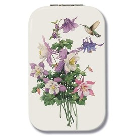 Lissom Design Compact Mirrors - Double-Sided 2X-Magnifying Travel Mirror for Pocket Purse Leather Cover, 2.25 x 3.75-Inch, Lakeside Breeze