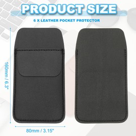 PATIKIL 6 Pack Leather Pocket Protector, MultiPurpose Pen Pocket Protector Pen Holder Organizer Pouch Pencil Sleeve for Heavy Duty Shirts Lab Coats Pointers Notes Card Office, Black