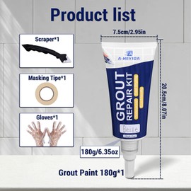 Grout Repair Kit - 6.35Oz/180g Tile Grout Paint Filler Tube & Caulk Tool, Grout Filler for Bathroom, Kitchen Porcelain Floors, Gaps, Tile Grout Sealer, Replace Grout Pen (Beige)