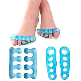Bcurb Toe Gel Stretchers & Separators - Toes Straightener Alignment Spreaders and Spacers for Relaxing Toes Yoga Sports Pedicure Men and Women (Medium/Blue/4pcSet)