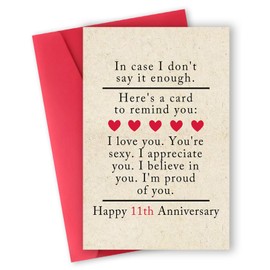 ATTLVV 11th Anniversary Card,11 year Wedding Anniversary Card Gifts for Him Her,Steel Anniversary Cards Decoration for Husband Wife