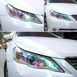 LZLRUN Lámina autoadhesiva de vinilo para faros delanteros de 30cm x 120cm (transparente camaleón)