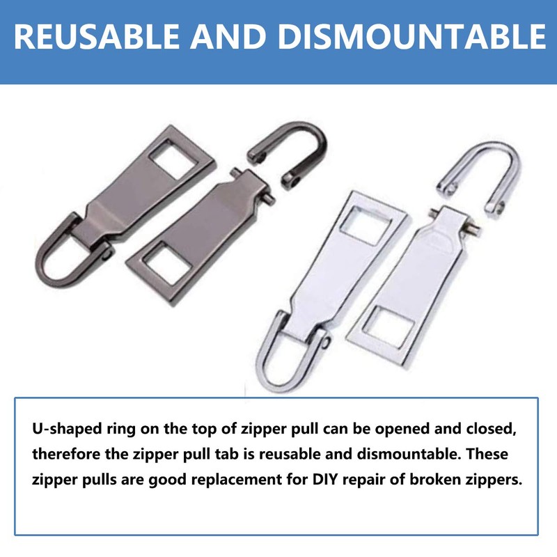 Zipper Pull Replacement,Metal Zipper Handle Mend Fixer Zipper Tab Repair