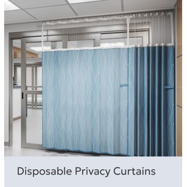 Covoc Disposable Privacy Curtain for Medical Facilities - Hospital Curtain with Mesh for Healthcare - Recyclable Polypropylene, NFPA 701 - for 8' Ceilings (72" W x 90" H)