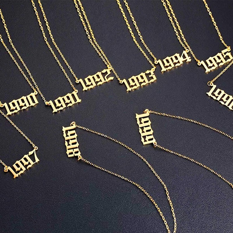 U7 2000 Year Gold Chains Chokers Necklaces y2k Necklace
