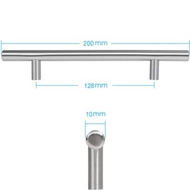 Shao hua 8 Pieces T Bar for Kitchen Door Handles with Screws (200mm) Stainless Steel Furniture Handle Kitchen Furniture Handle 128mm Hole Spacing for Cabinet Door Kitchen Door Handles 8 Pieces
