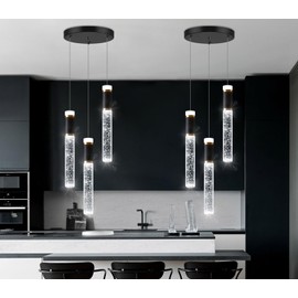 dolria Mini Chandelier for Kitchen Island Modern Crystal Pendant Lighting LED Dining Room Hanging Lights Cylinder Drop Lights Ceiling Lighting Fixture Kitchen Sink Bedroom Bathroom 2700K 6000K