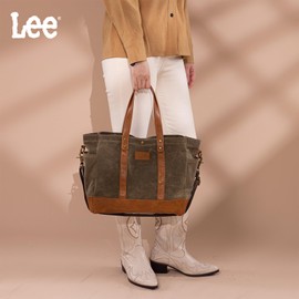 Montana West x Lee Tote Bag for Women Waxed Canvas Weekender Bag Shoulder Handbags with Adjustable Detachable Wide Strap LEE53-004DGN