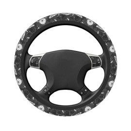 Moth Moon Mystic Magic Retro Steering Wheel Cover for Women Men Girls Car Accessories Decor Anti-Slip Neoprene Auto Steering Wheel Covers Protector Universal 15 Inch