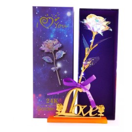 Rosa Led Lov Tornasol Regalo Mamá San Valentin Novia Caja Mo