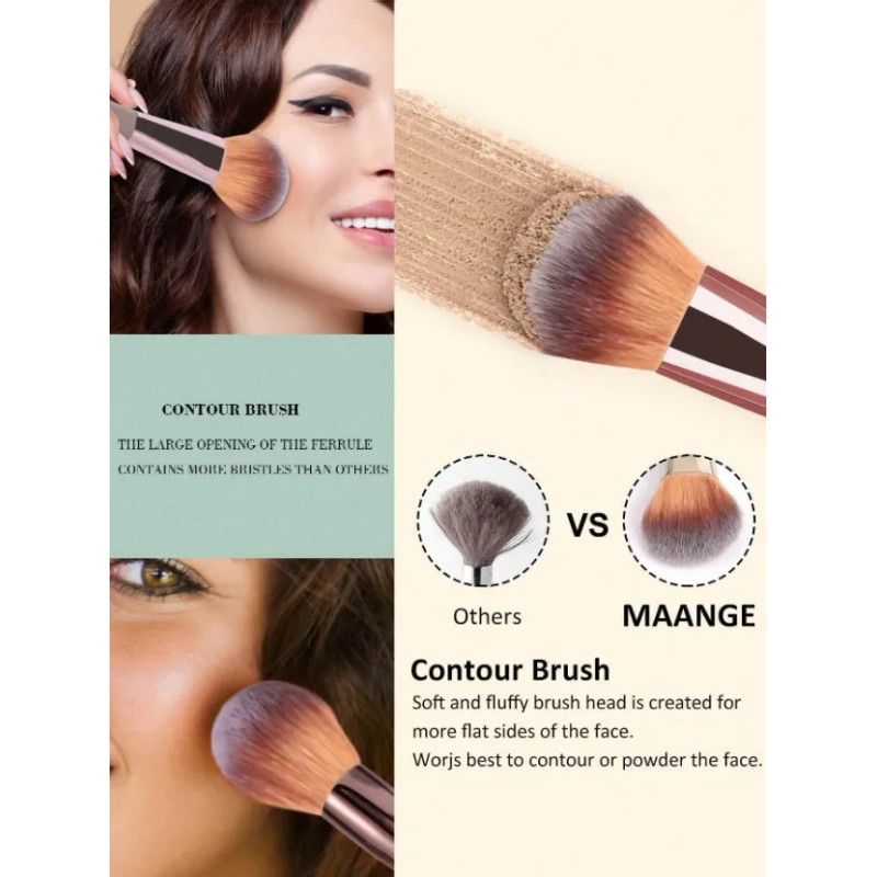 Brochas Velvoss 14 Piezas Cepillo Maquillaje Color Champán