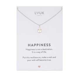 LUUK LIFESTYLE Delicate Sterling Silver Necklace with Basic Solitaire Crystal Pendant, Zirconia Stone, Gift Idea for Women, Birthstone Necklace, White & Silver