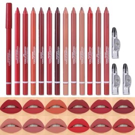 Miss Demi 12 Colors Sculpting Matte Velvet Lip Liner Set, Creamy Velvet Pigmented Lip Liner lipliners Crayon Lipstick, Matte Lip Liner Set Lip Makeup Soft Pencils for women (12, Color)