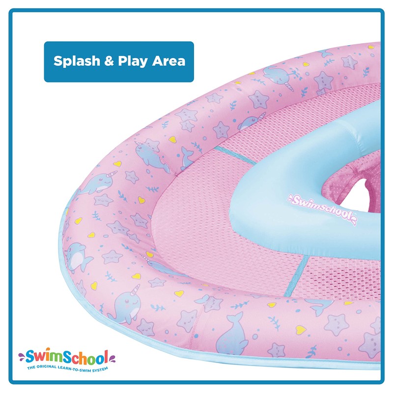 SwimSchool Lil’ Narwal Baby Pool Float - 6-24 Months - Infant Swim Float with