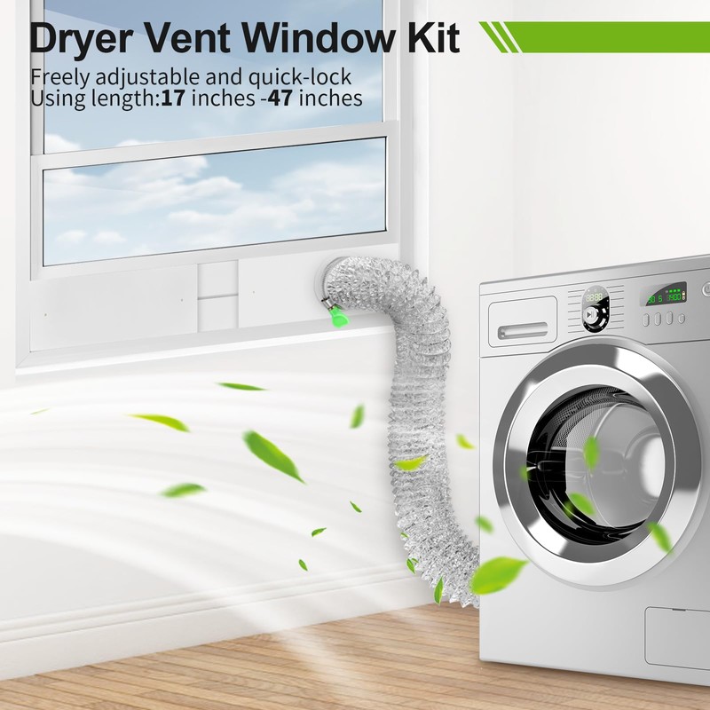 Dry Vent Window Kit for Dryer Vent Hose with 4"