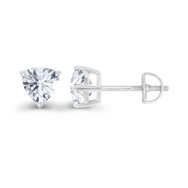 925 Sterling Silver 6mm Triangle Trillion Cut Created White Sapphire April Birthstone Screwback Stud Earrings