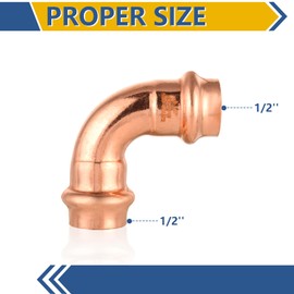 10-Pack GUOFIS Copper Press Elbow,1/2" x 1/2" 90° Elbow Fittings for Copper Tube Connection with Stop