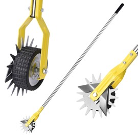 YEELOR Wheel Rotary Edger, Adjustable Length Lawn Edger, Stainless Steel Edger Lawn Tool, Lawn Tool for Manual Edger, Rotary Edger for Sidewalks, Gardens, Driveways and Flower Bed Edging, yellow