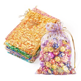 55 Pcs Rose Organza Bags 5x7 inches Mesh Jewelry Gift Bags Christmas Favor Bags Party Candy Pouches Mini Drawstring Gift Bags for Birthday Candy Cosmetic Jewelry Pouches