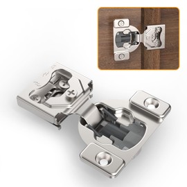 Chibery 4 Pack 7/16" Overlay 4D Concealed Hinges for Face Frame Door, Soft Close On/Off Switch, Self Closing, 105° Open Angle Concealed Stainless Steel Hinges for Framed Cabinet, Satin Nickel