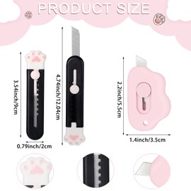 12 Pieces Cute Box Cutter Utility Retractable Knives, 6 Cartoon Kawaii Cat Claw Box Cutters Pointed, 6 Cloud Letter Opener Cardboard Envelope Slitter Knife for Office and Home Use