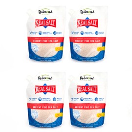 Redmond Real Salt - Ancient Fine Sea Salt, Unrefined Mineral Salt, 26 Ounce Pouch (4 Pack)