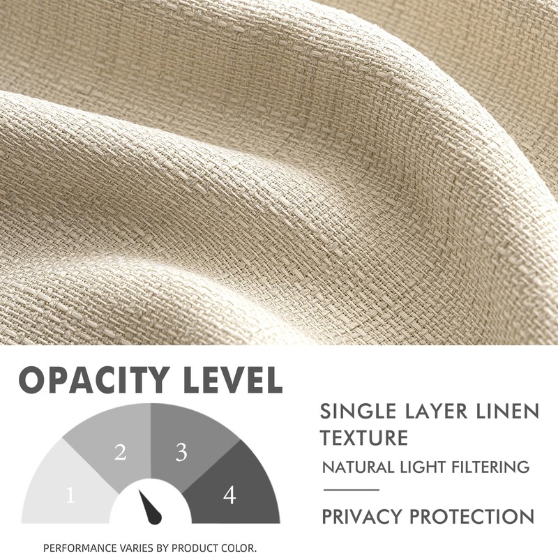 MIULEE Cream Beige Faux Linen Textured Curtains 84 Inch Length