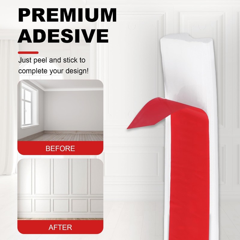 Peel and Stick Panels Molding Trim, Self-Adhesive Wall Paneling Strip,