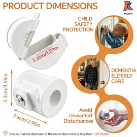Child Proof Door Knob Cover Lock for Dementia Elderly Safety - Universal ABS Plastic Lock-Out Device for Bedroom, Bathroom, Gas Valve & Outdoor Faucets (Fits Most Circular Knobs)-2 Pc White