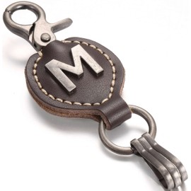 Leather Keychain For Men, Single Letter Alphabet with Easy Clasp - M - Rich Brown - One Size