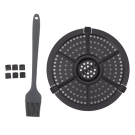 Air Fryer Replacement Grill Pan, Stainless Steel Crisper Plate Tray Non Stick Air Fryer Rack with Oil Brush, Air Fryer Replacement Parts, Heat Resistant, Dishwasher, 6.3 in