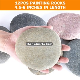 River Rocks for Painting 12 Pcs Extra Large 4.5"-6" Inch Flat Smooth Painting Stones Craft Rock to Paint for Kids Crafts Painting Bulk