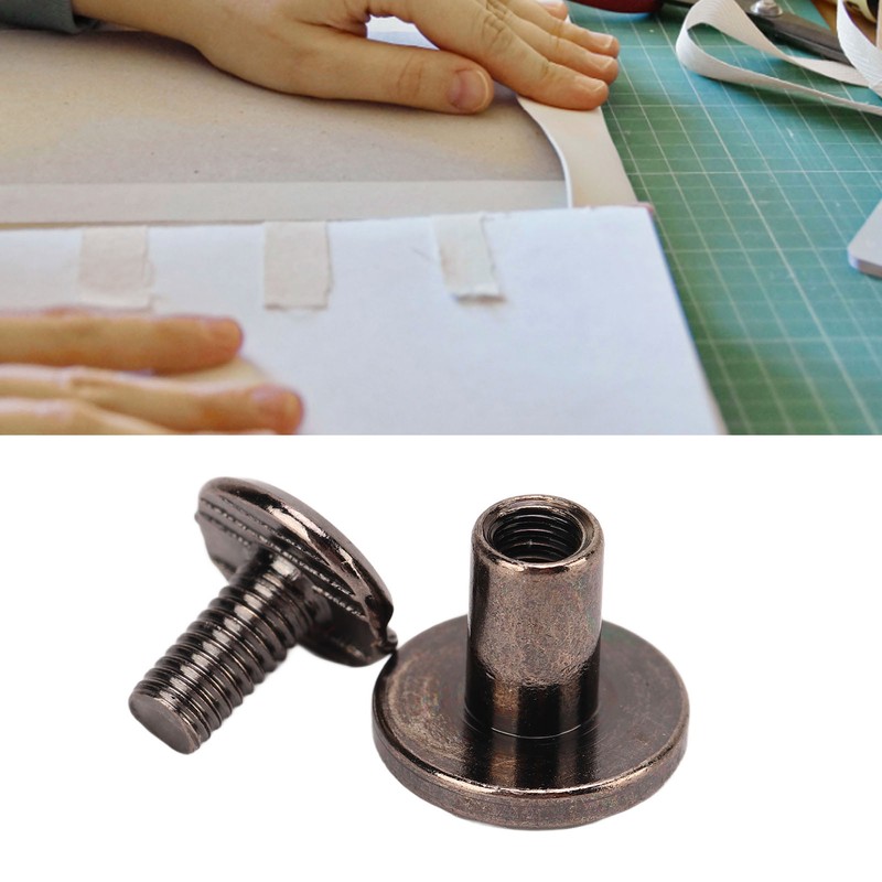 200 Sets Chicago Screws 9.5x8mm DIY Uniform Coating Brass Leather