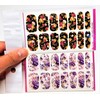 3 Pack Floral Nail Wrap Purple and Black Full Nail