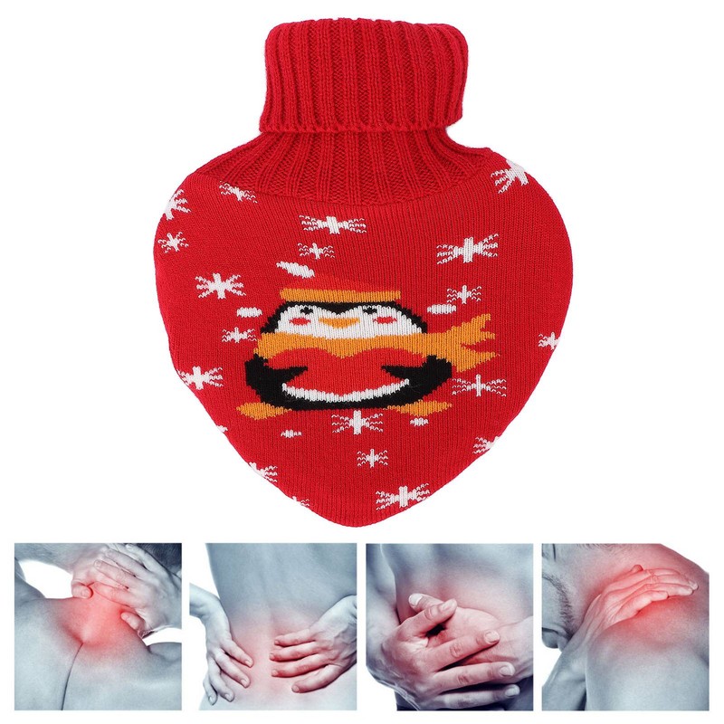 Hot Water Bottle Rubber Leakproof Relieve Pain Cute Knit Cover