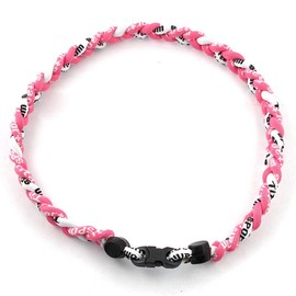 MapofBeauty 18 Inch Two Colors Three Braided Rope Tornado Necklace (Pink/White)