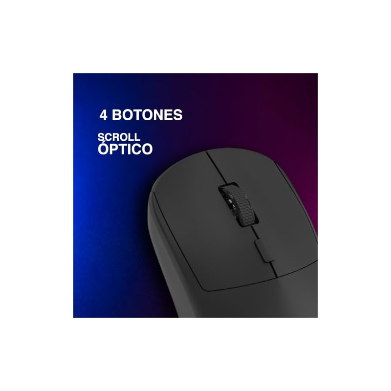 Mouse Inalambrico Negro Recagable 1600 dpi Stylos Tech