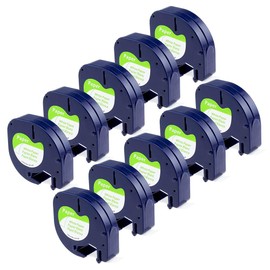 Compatible with Dymo Label Maker Refill dymo 12mm LetraTag Refills 91330 12mm Black on White Paper Label Maker Tape for DYMO LT-100H LT-100T Label Maker, 1/2 Inch x 13 Feet(12mm x 4m), 10 Pack