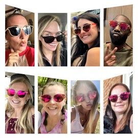 Sumato Sunglasses Womens, Cat Eye Pink Sunglasses for Women with Mirrored Trendy Lens UV400 Blocking, Light Pink, Medium to Large