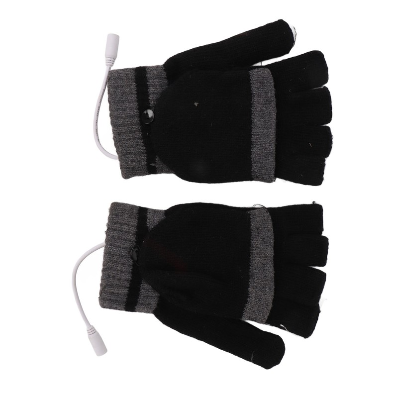 Full and Half Fingers Heating Gloves USB Fingerless Knitting Electric