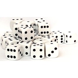 Dice, 24 x 16mm Round Corner Spot - White