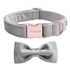 ARING PET Velvet Dog Collar-Bowtie Dog Collars, Soft and Nice Velvet Collar Gifts with Bow for Small Medium Large and Girl Boy Dogs