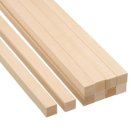 PATIKIL 1/2 Inch Dowel Rods Wood Sticks, 10 Pcs 12 Inch Long Square Wooden Dowels Unfinished Hardwood Sticks for Craft DIY Supplies
