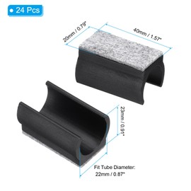 PATIKIL 22mm Rectangle Chair Leg Cover with Felt Pad, 24Pcs Slide Smoothly No Scratches No Noise Furniture Feet Hardwood Protectors Tips Floor Glides Tubing Caps for Office, Black Grey