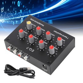 CYSFETENA Stereo Equalizer, 7-Band EQ Equalizer DC5V-12V 2 Channel Digital Equalizer, 12dB High Bass Adjustment Equalizer Home Audio Sound Board Graphic Equalizer for Recording