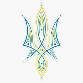 Stylized Ukrainian Tryzub Pinstripes Bumper Sticker Vinyl Decal 5"