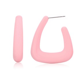 RUOFFETA Acrylic Huggie Statement Earrings, Colorful Dome Huggie Hoop Earrings for Women(Pink)